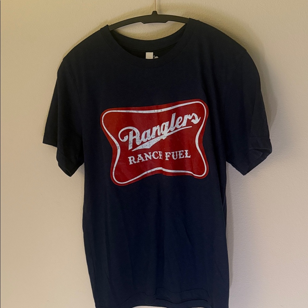Cute short sleeve Navy T-Shirt with Red Logo “Rangers  Ranch fuel”